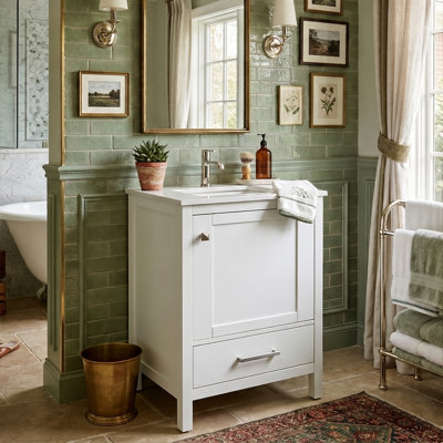 20-Inch Compact Modern Bathroom Vanity With Sink, Single Vanity With Solid Wood Frame, Soft-Close Doors