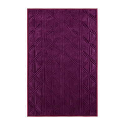 Machine Washable Trellis Purple Area Rug