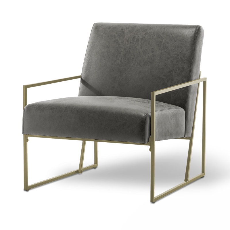 Fauteuil d'appoint en métal Ricci, Similicuir gris foncé