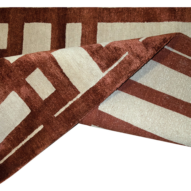 Hand Knotted Geometric Area Rug in Garnet