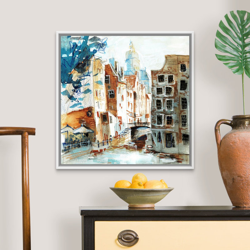 Amsterdam-Armbrug par Eleanor Doughty-reproduction d’art sur toile, H 26 po x l 26 po x P 1,75 po, Cadre blanc