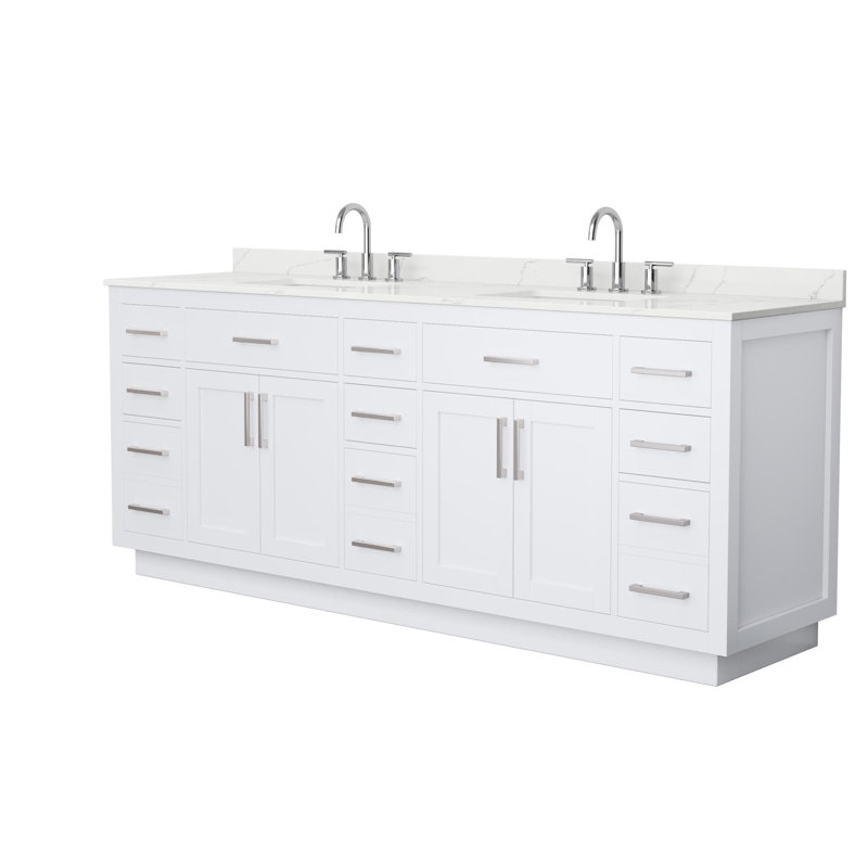 Beckett TK 84'' W Vanity, 8" Center, Brushed Nickel, Giotto Quartz