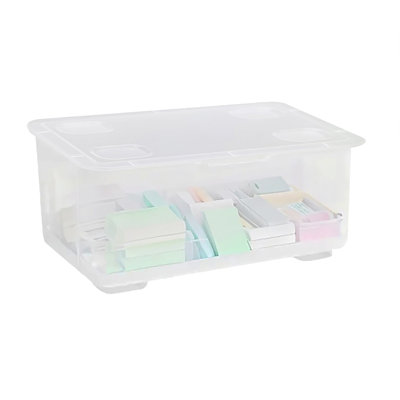1 pièce 6,5 x 3,94 x 3,15 pouces contenants de rangement en plastique transparent avec couvercles empilables, boîtes de rangement carrées pour la classe, les enfants, le tri