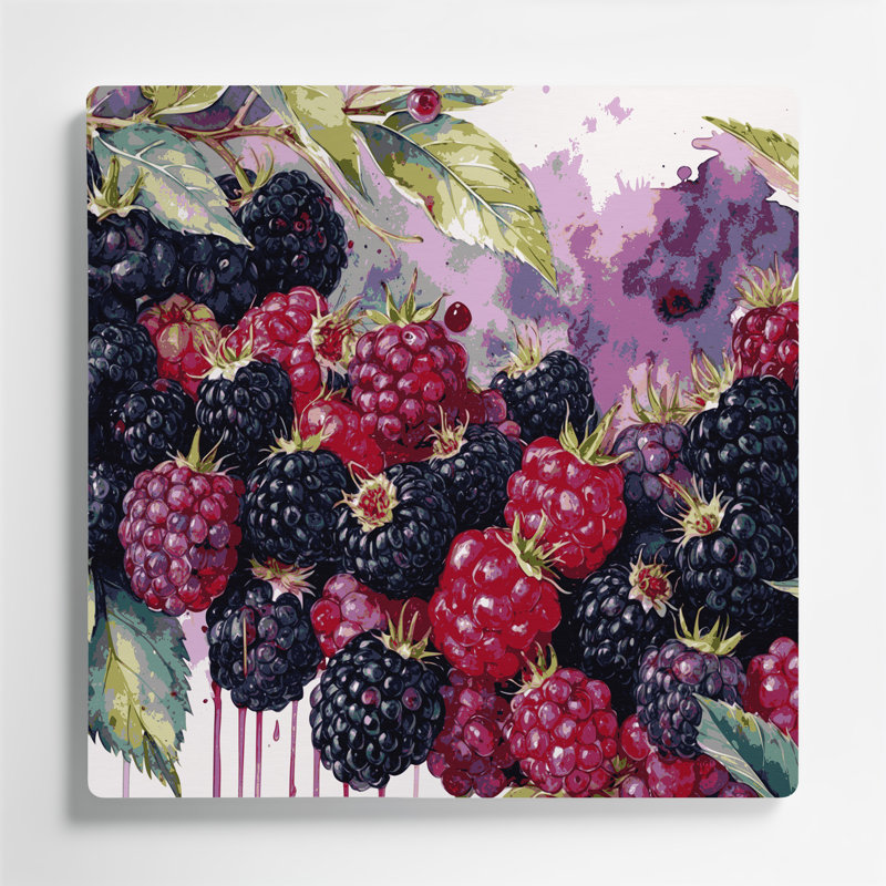 Art mural en métal «Fruit Blackberry» mauve, H 12 po x l 12 po
