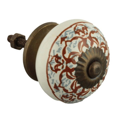 (5 Pack) 1-1/2 inch Ornate Knob White