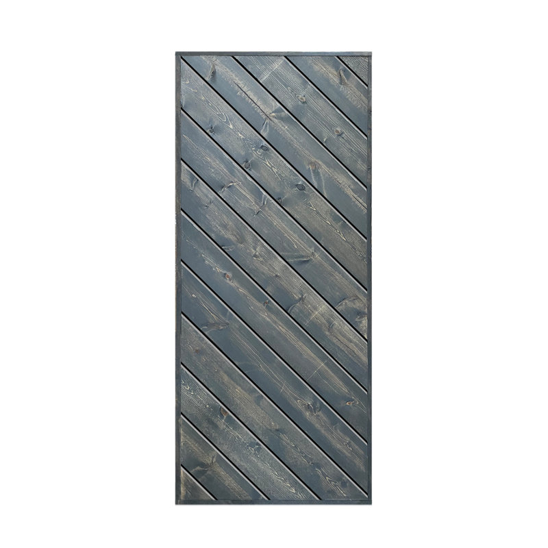 Porte de grange à panneaux et bois, H 84 po x l 38 po x P 2 po, Gris nickel