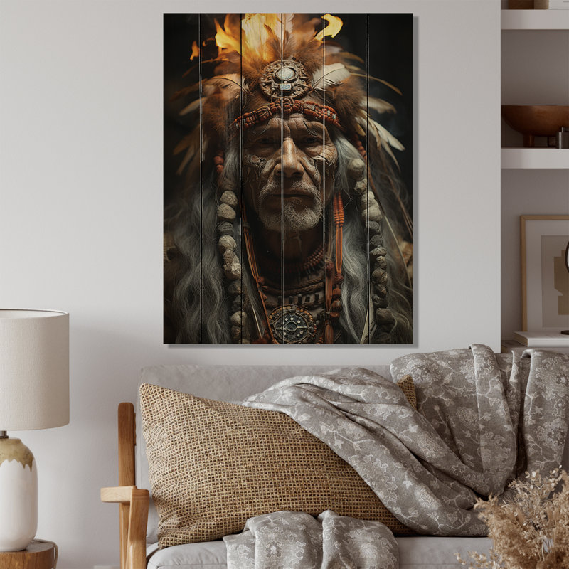 " Native Art Shamans Portrait II ", 40" H x 30" W x 0.78" D
