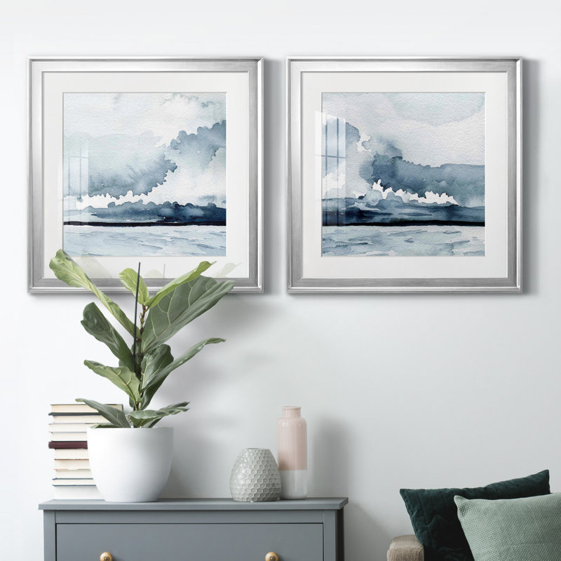 Passing Rain Storm IV Passing Rain Storm IV - Ensemble de 2 cadres photo, H 17,5 po x l 35 po x P 1,5 po, Blanc