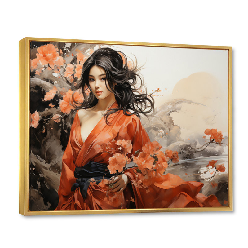 Asian Asian Beauty II - imprimé, H 24 po x l 32 po x P 1 po, Cadre flottant doré