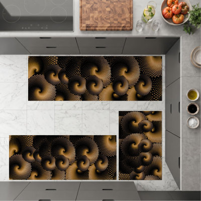 Spiral Fractal Non-Slip Washable Kitchen Mats