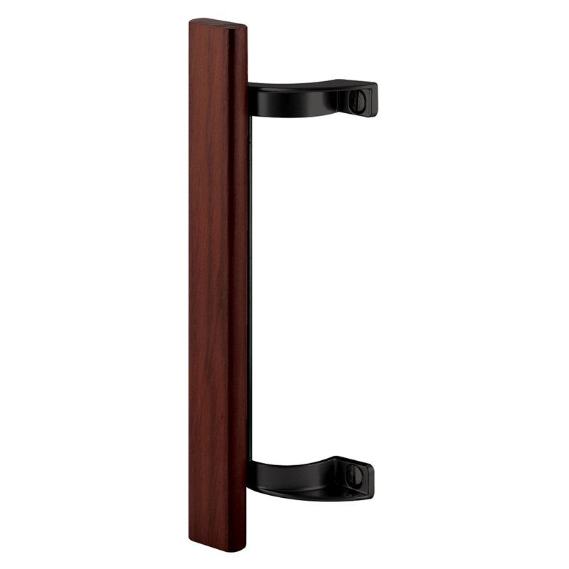 Black and Wood Sliding Door Pull Handle with Diecast Supports