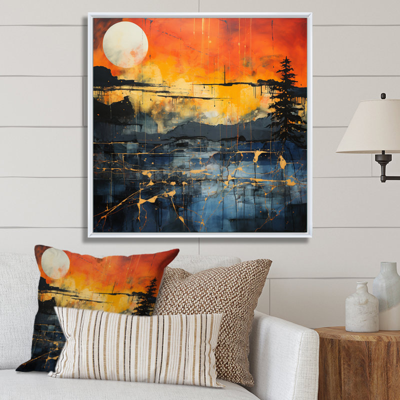 «Dramatic Lightning Nights I», reproduction d'art sur toile, H 24 po x l 24 po x P 1 po, Cadre flottant blanc
