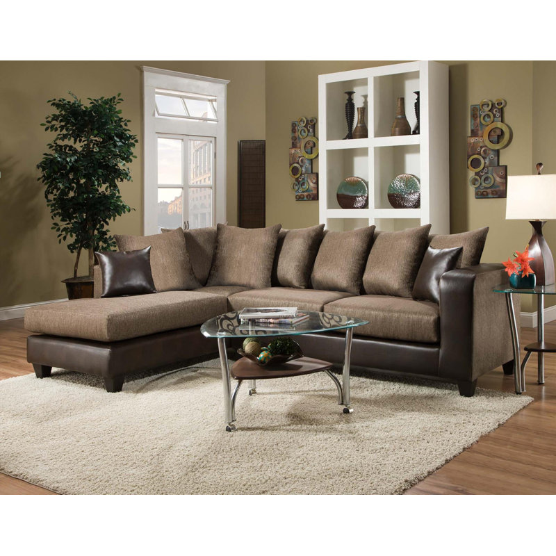 Almondsbury 2-Piece Upholstered Sectional, Cofee/Dark Brown Polyester Blend, Left Hand Facing