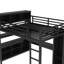 Lit mezzanine en métal pour tous les âges, grand lit avec bureau et garde-robe pratique et rangement-130080275-130080272