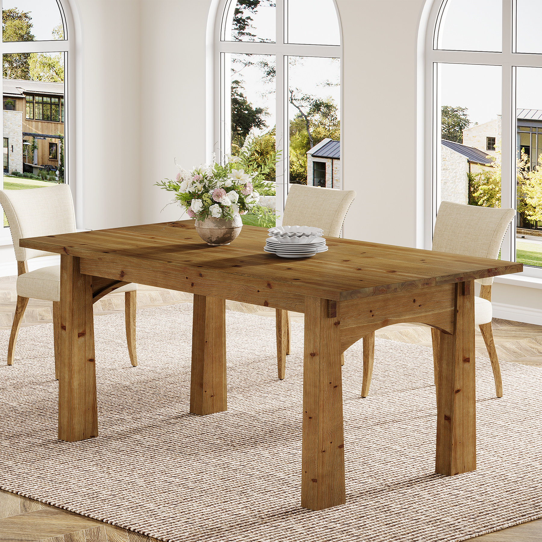 Ebern Designs 63" Solid Wood Dining Table & Reviews - Wayfair Canada