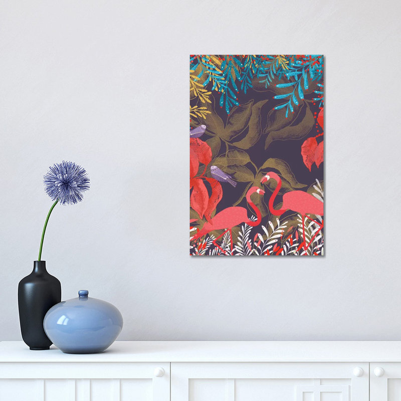 Flamingo Love 1 Piece Wall Art on Canvas, 30.48 cm H x 45.72 cm W, Wrapped Canvas