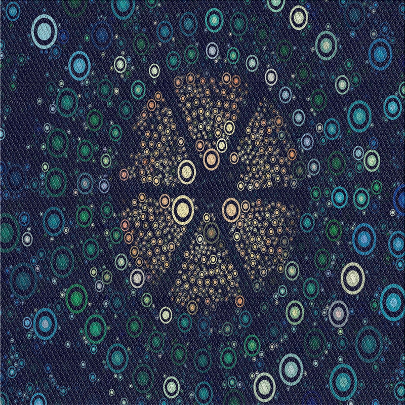 Tapis noir/bleu ciel à motifs, Carré 6 pi