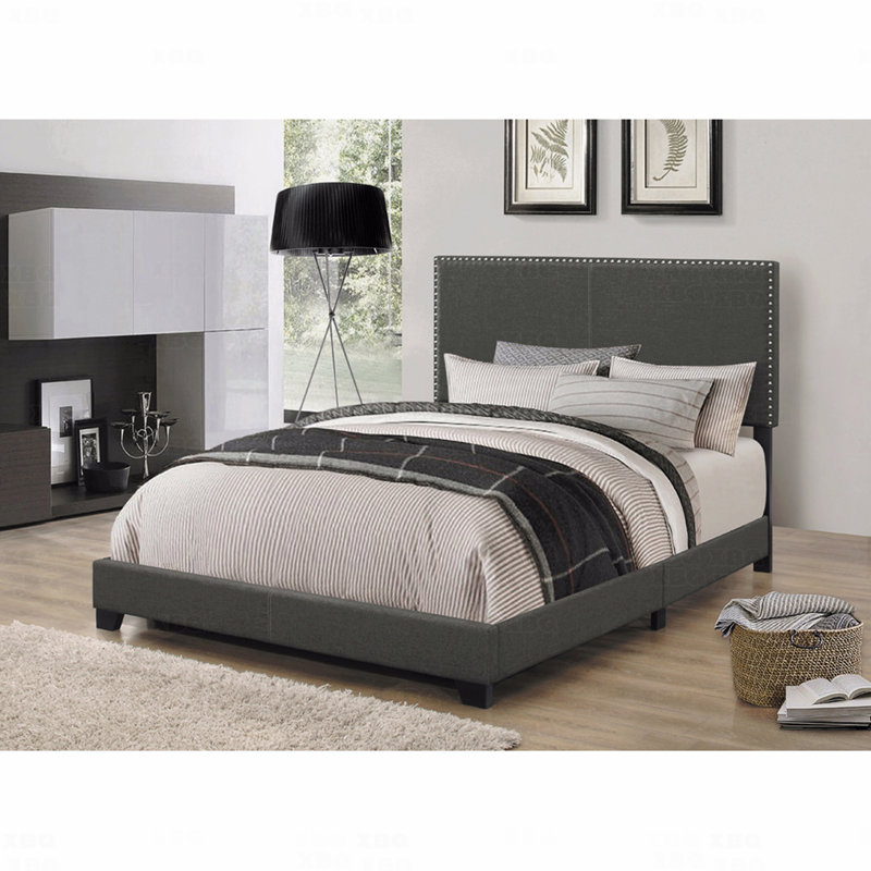 Très grand lit, panneau oriental gris anthracite Guyancourt, Gris anthracite