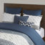 Très grand / très grand lit - Coton avec capitonnage en chenille, bleu marine, revers uni, housse de couette à fermeture à boutons en chenille, imprimé, bleu marine, attaches d'angle, lavable à la machine-118022792-118022796