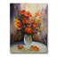 Nature morte avec bouquet de fleurs rouges et jaunes - peinture sur toile tendue-59852166