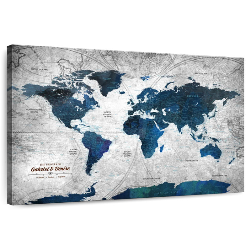 Carte du monde personnalisée punaise III, H 32 po x l 48 po, Oui