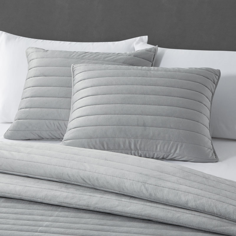 Ensemble de courtepointe en microfibre Valletta, Argenté, Courtepointe pour lit simple + 1 taie décorative