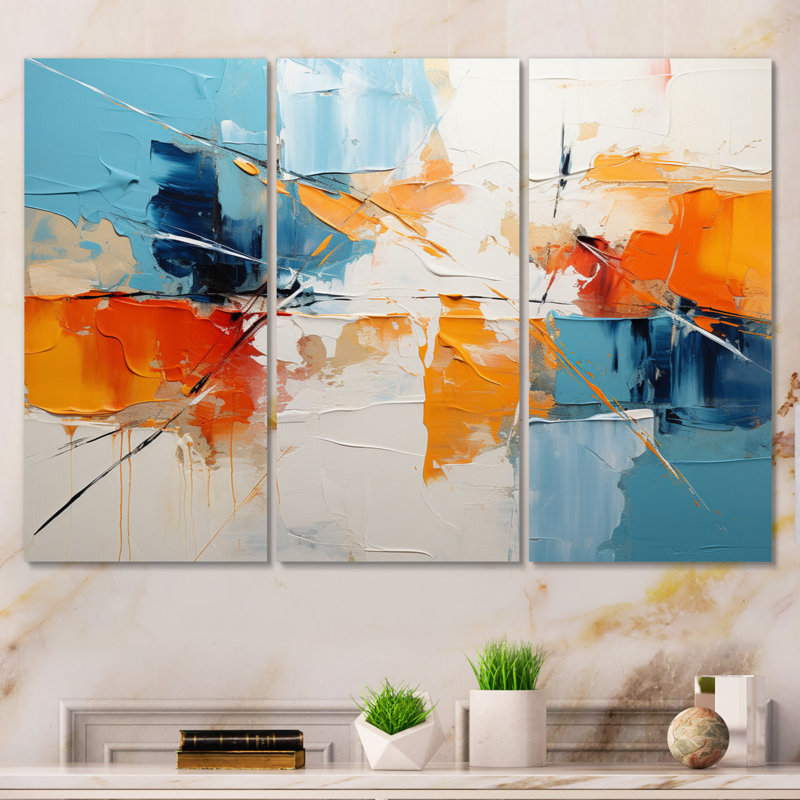 «Rhythmic Abstraction III» sur toile, reproduction de 3 pièces, H 32 po x l 48 po x P 1 po
