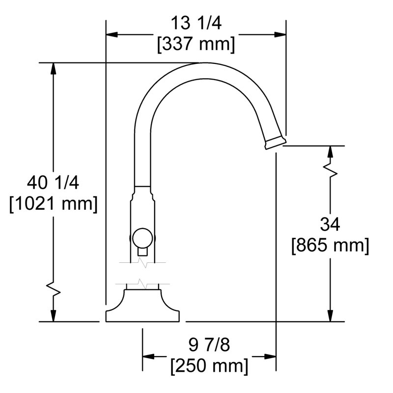 Garniture de robinet de baignoire à un trou avec bec en C Momenti ™, Chrome