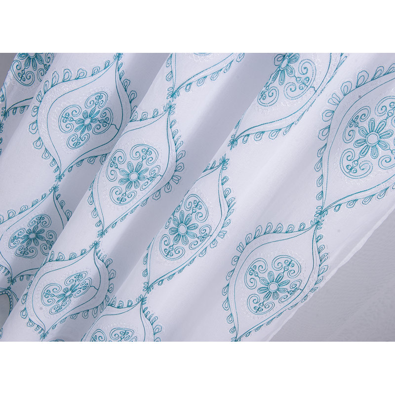 Mehtab Embroidered Traditional Curtain Panel, Teal
