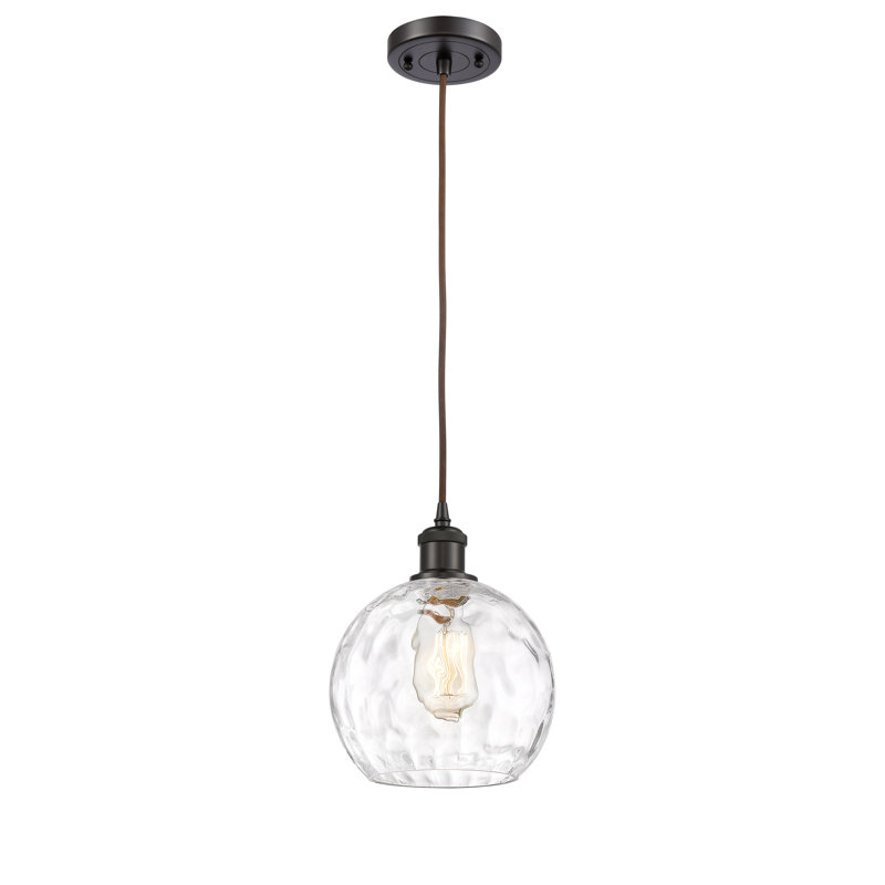 Luminaire suspendu sphère 1 lumière Roxane, Ampoule non incluse, H 10 po x l 8 po x P 8 po, Bronze huilé