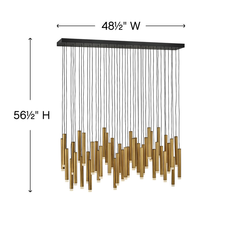 Harmony 45-Light Adjustable Modern Linear Chandelier w/ Integrated LED, Heritage Brass
