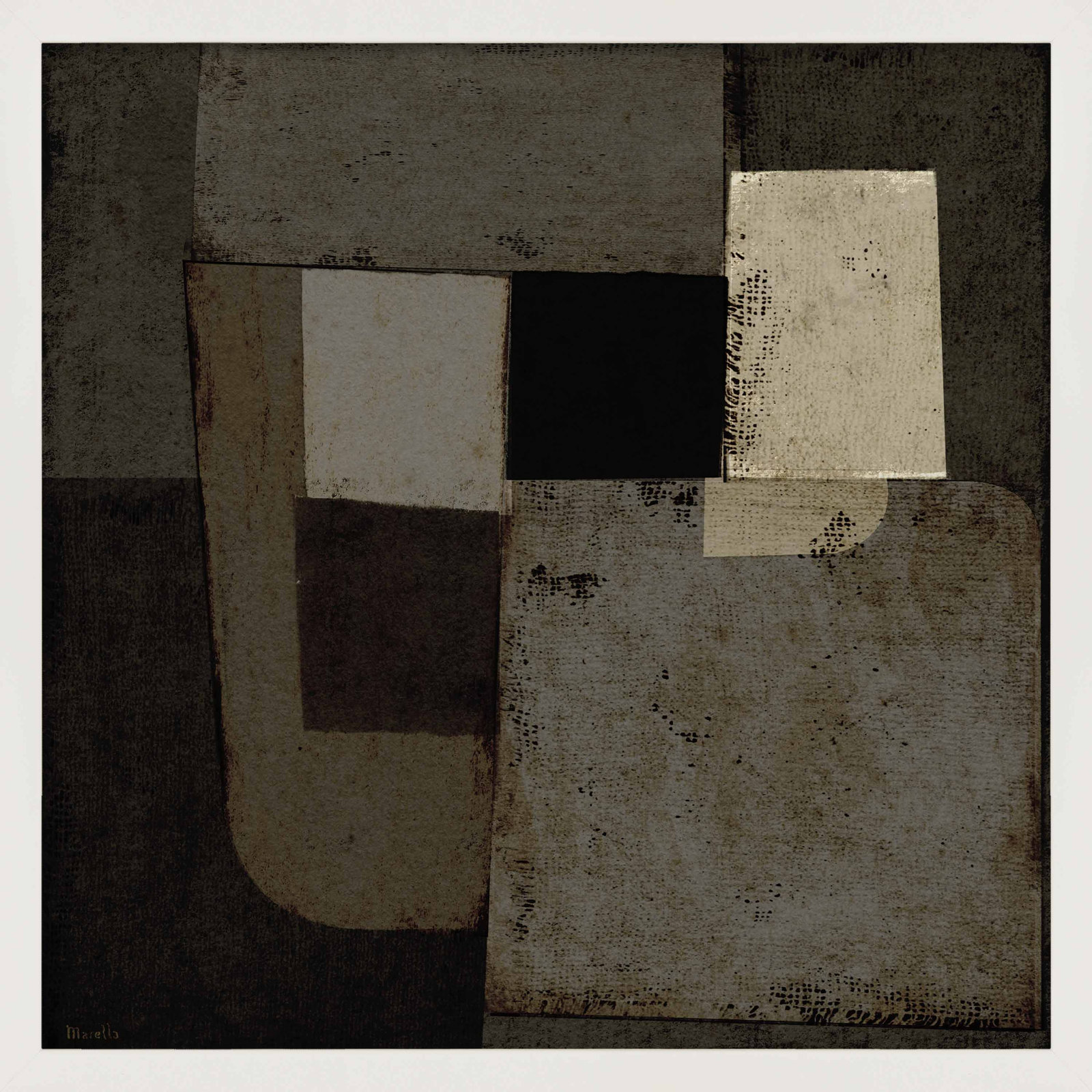 Night Shift 1 by Marco Marella for Studio M - Framed Wall Art, White, Paper, 16" H x 16" W