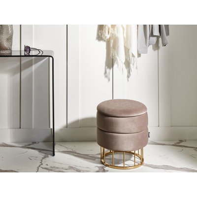 37cm Wide Round No Pattern Pouffe Ottoman with Storage