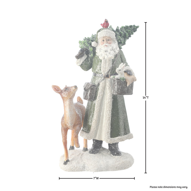 Forêt en résine de père noël avec chevreuil
