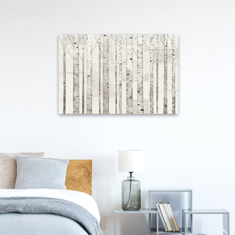 Bouleaux contemporains sur fond blanc, H 36 po x l 24 po