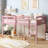 Solid Wooden, Rubber Wooden Twin Loft Bed With Ladder, Bed Platform Of Strengthened Slats, Pink-1742992182