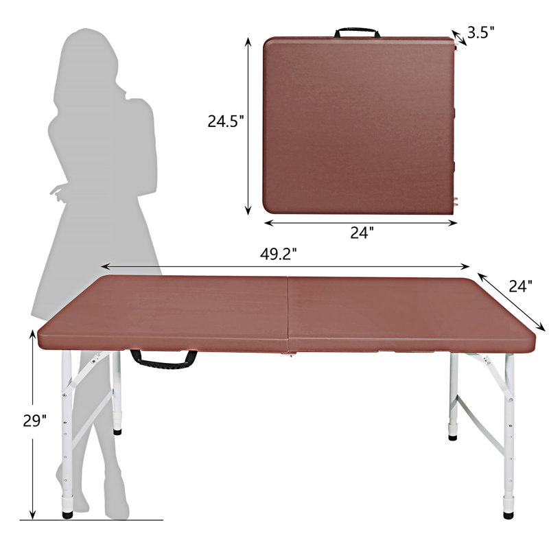 Table de camping portable pliante, Brun