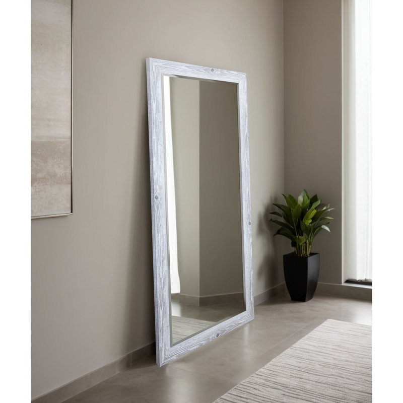 Beveled Full Length Mirror, White Washed