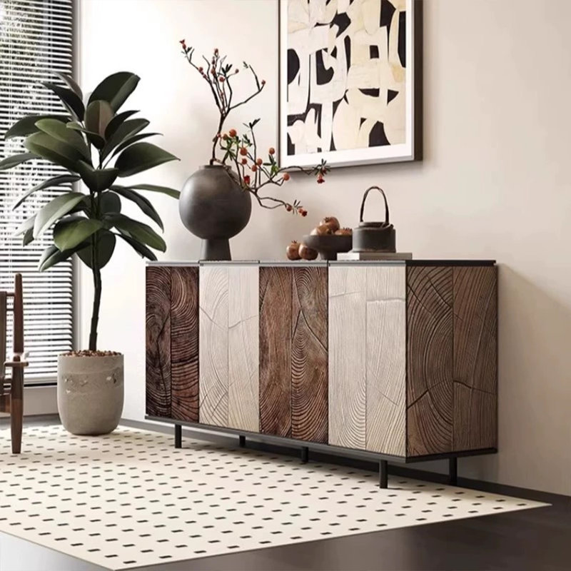Buffet en bois manufacturé rétro, H 33,46 po x l 70,87 po x P 15,75 po