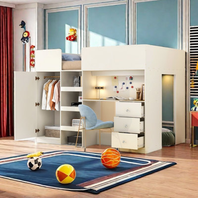 Aniella Kids Full Loft Bed with Drawers