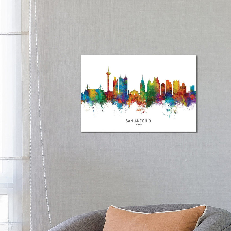 San Antonio Texas Skyline by Michael Tompsett - 1 Piece Wrapped Canvas Wall Art, 66.04 cm H x 45.72 cm W x 1.91 cm D