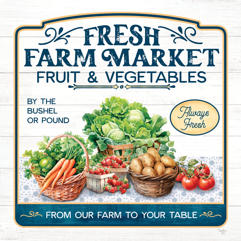 «Fresh Farm Market Fruit & Légumes» par Mollie B., Cadre flottant érable, H 30 po x l 30 po