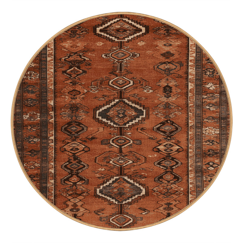 Tapis brun lavable à la machine, Rond 4 pi
