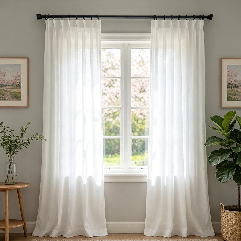 Ensemble de tringle à rideaux ajustable en acier robuste de 48 à 84 po Ebern Designs