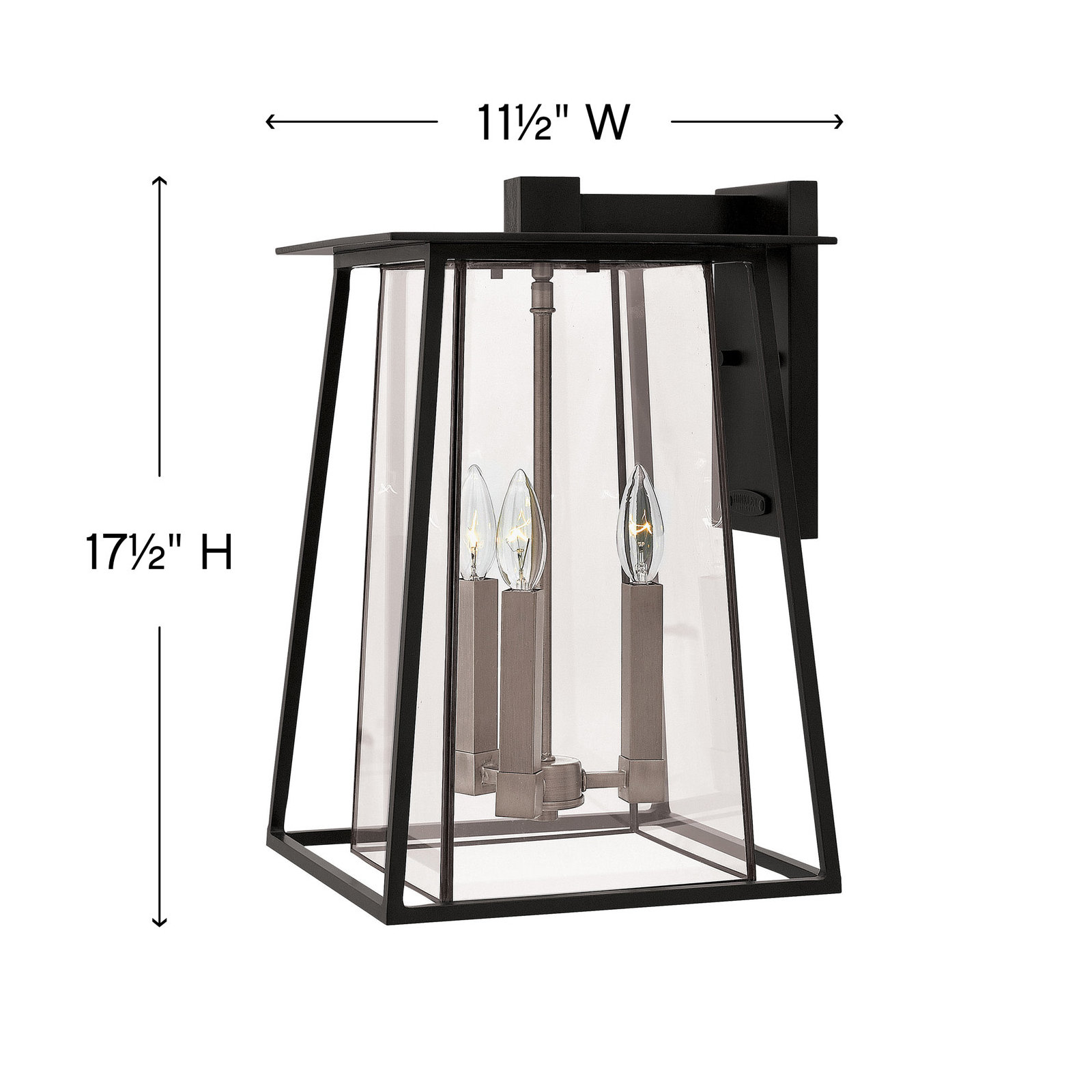 3 Light Bell Outdoor Wall Light, Black