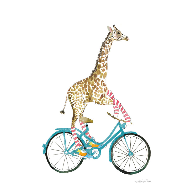 Giraffe Joy Ride I No Balloons by Mercedes Lopez Charro - Wrapped Canvas Painting, 30cm H x 46cm W x 3.8cm D
