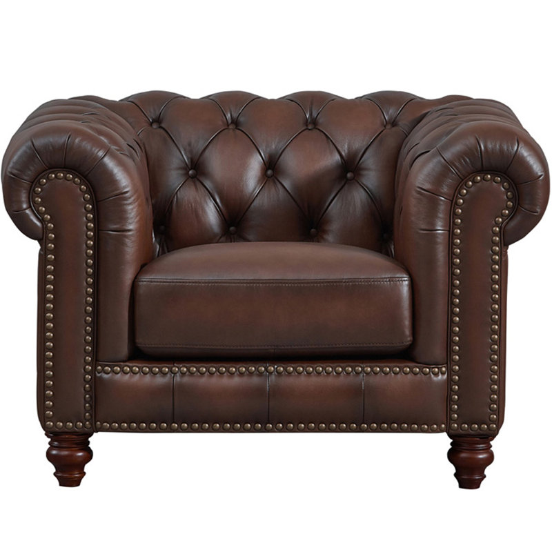 Anitza Upholstered Chesterfield Chair, Caramel
