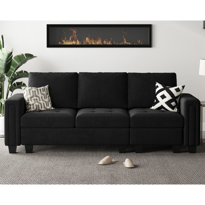 Shavera 83.4'' Velvet Modular Sofa 3-Seat Small Couch Apartment Sofa