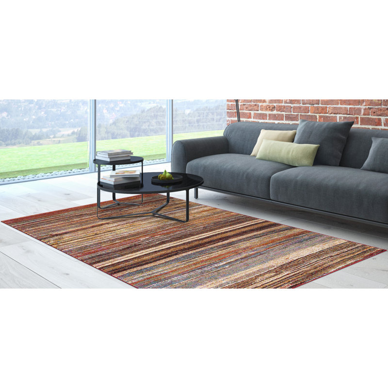 Striped Multicolor Area Rug, Rectangle 6'7" x 9'3"