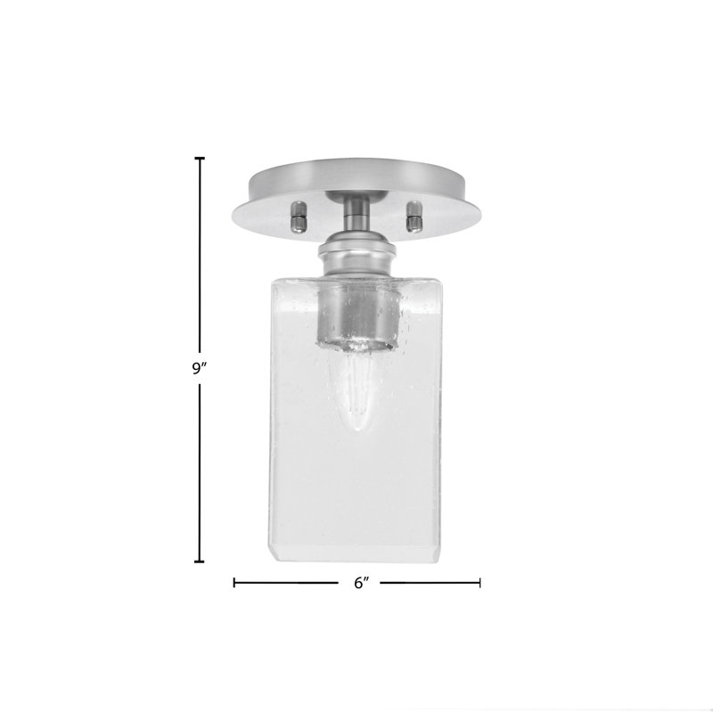 Verre à bulles semi-encastré carré 1 lumière Edge 4 ", Nickel brossé